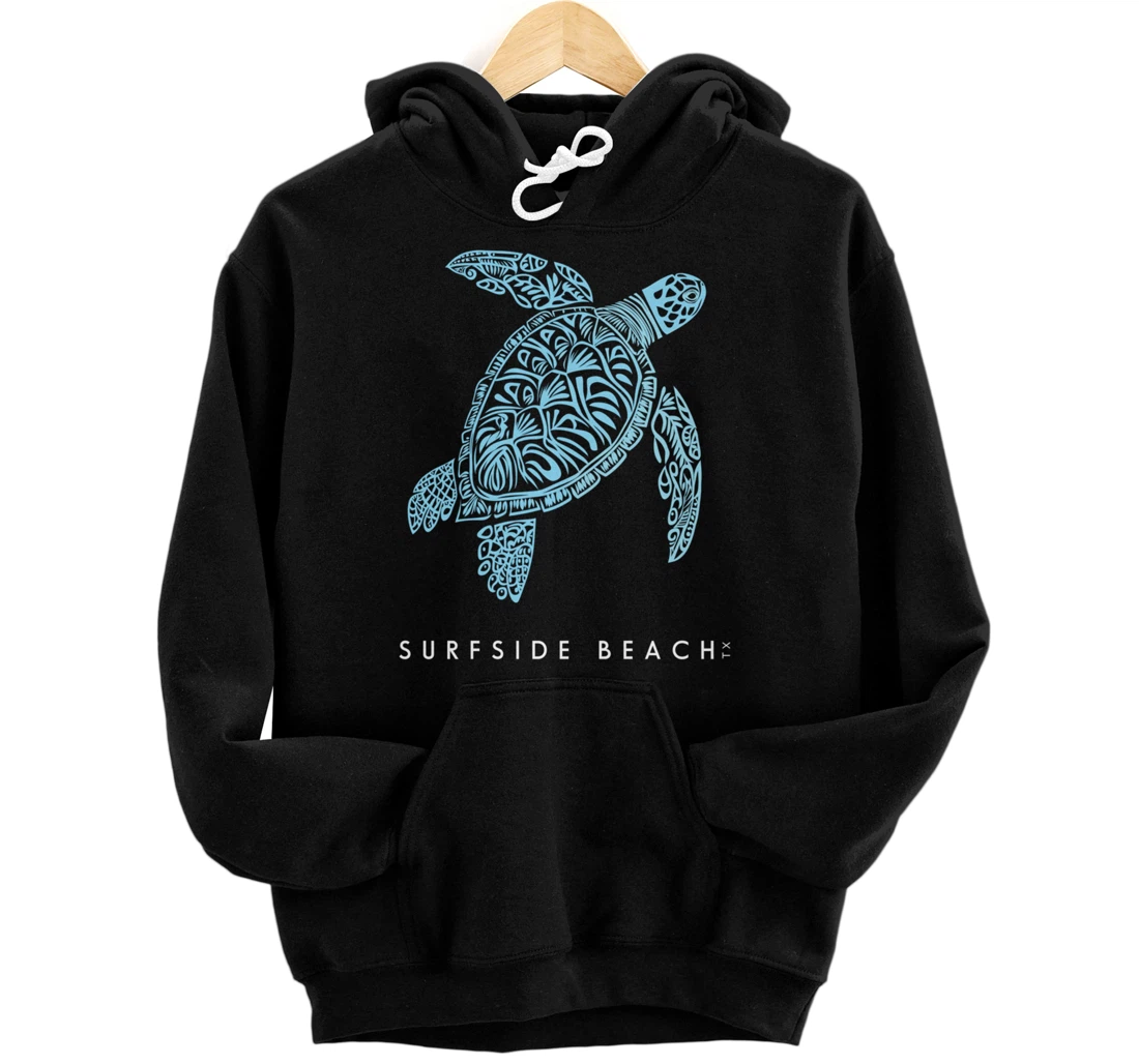 Personalized Surfside Beach Texas Holiday TX Vacation Tribal Sea Turtle Pullover Hoodie