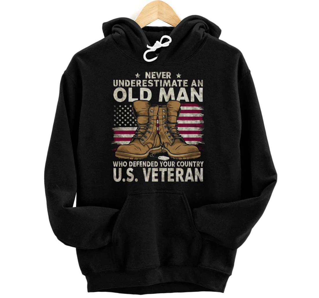 Personalized Never Underestimate An Old Man Defended Country US Veteran Pullover Hoodie