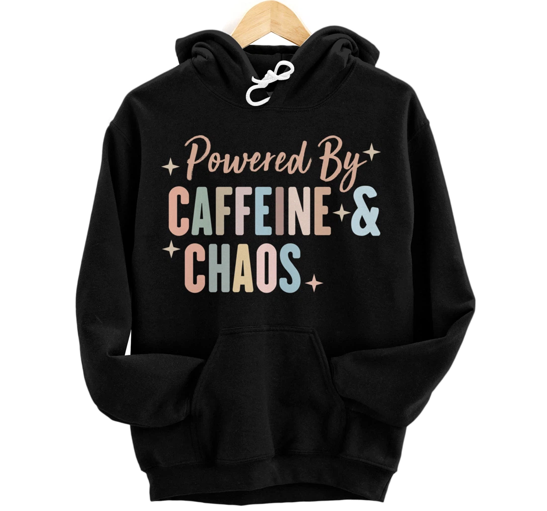 Personalized Powered by Caffeine and Chaos - Funny ADHD Pullover Hoodie