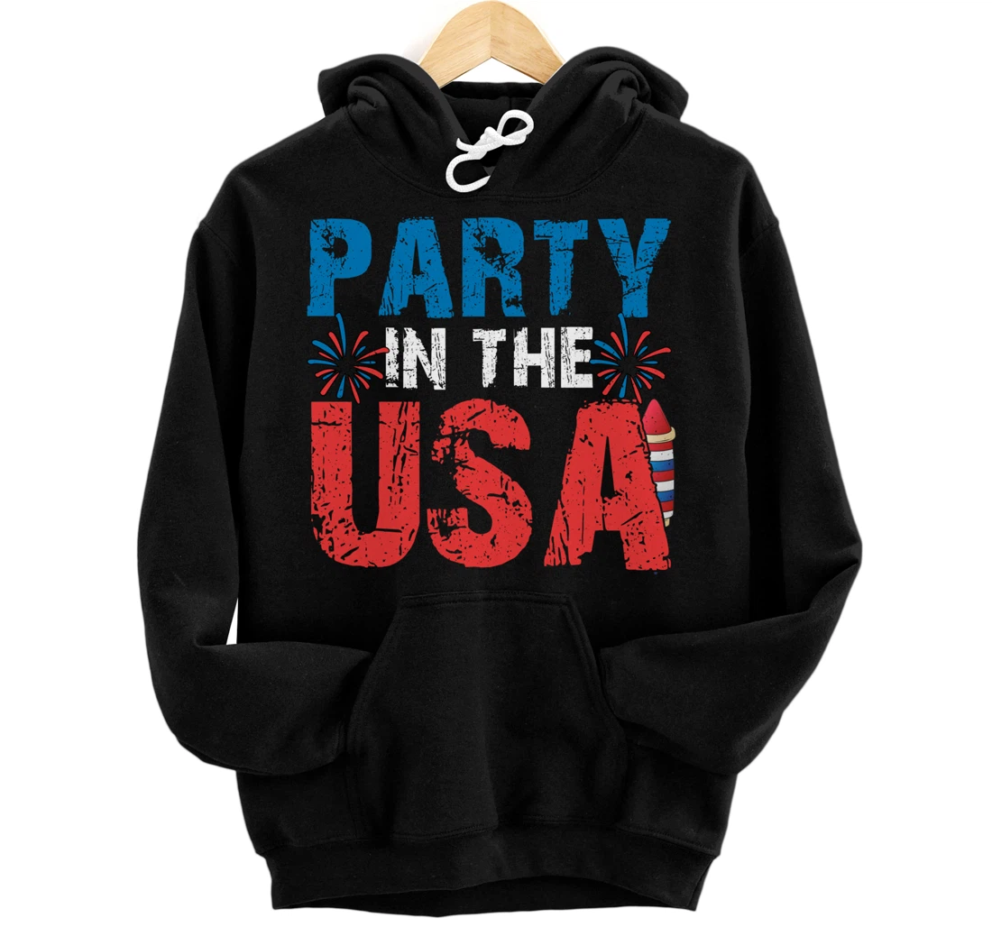 Personalized Retro Party In The USA Independence 4th Of July Patriotic Pullover Hoodie