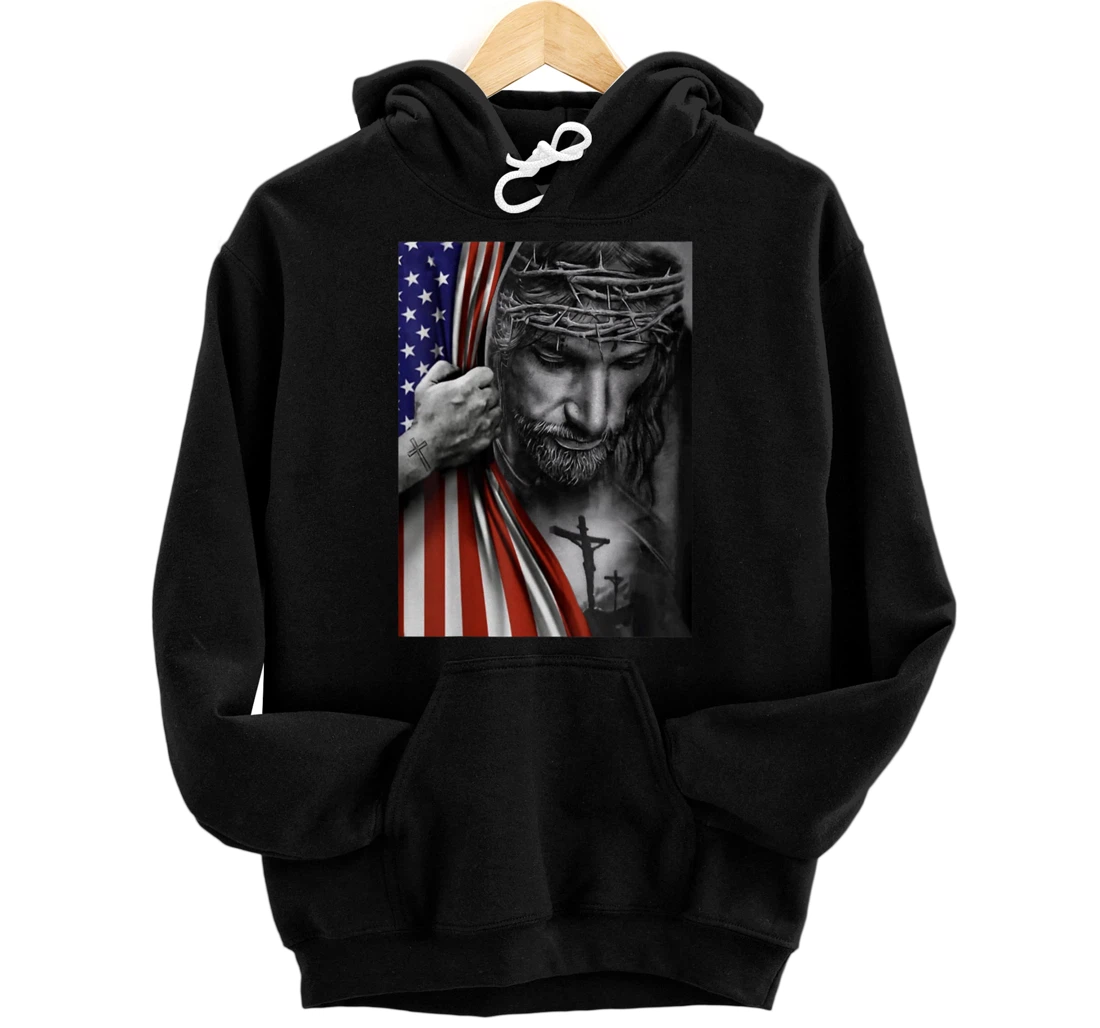 Personalized American Flag And Jesus Happy Independence Day 4th Of July Pullover Hoodie