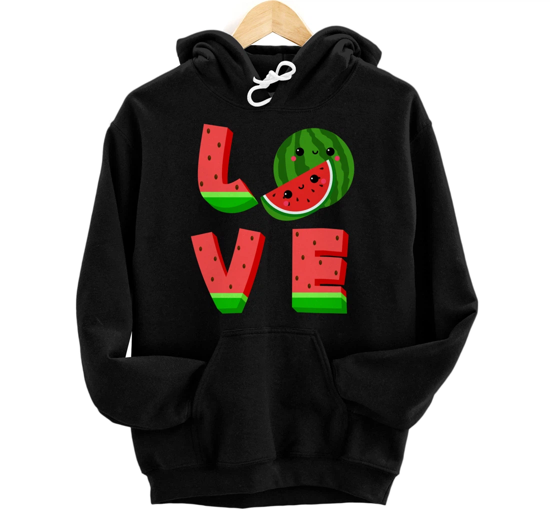 Personalized Valentine day love with cute sweet juicy Watermelon Funny Pullover Hoodie