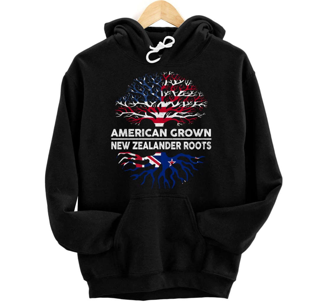 Personalized American Grown with New Zealander Roots Tree USA New Zealand Pullover Hoodie