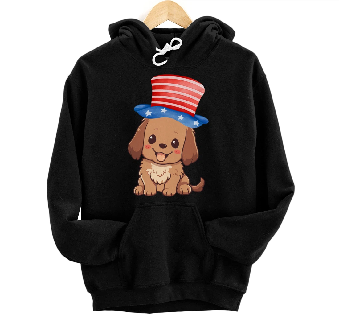 Personalized Funny Dog Lover 4th of July 2024 USA Flag Independence Day Pullover Hoodie