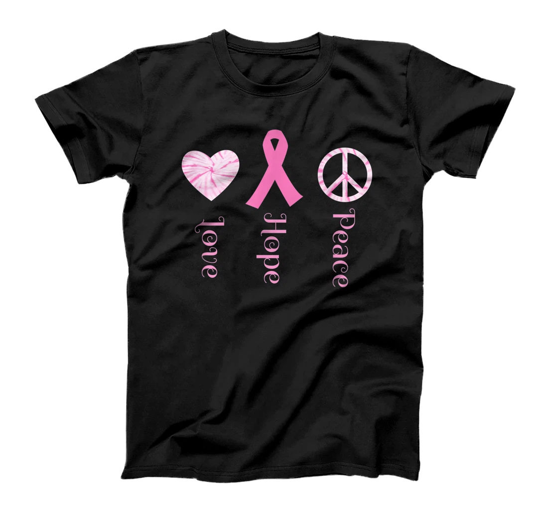 Breast Cancer Awareness Month Tie Dye Peace Love Hope Gift T-Shirt