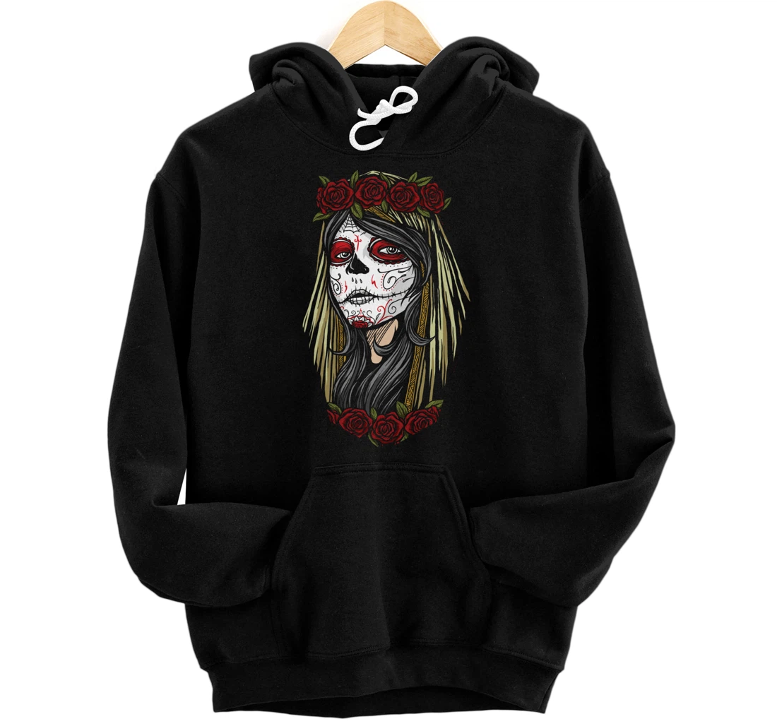 Sugar Skull Woman Dia De Los Muertos Mexican Day of Dead Pullover Hoodie