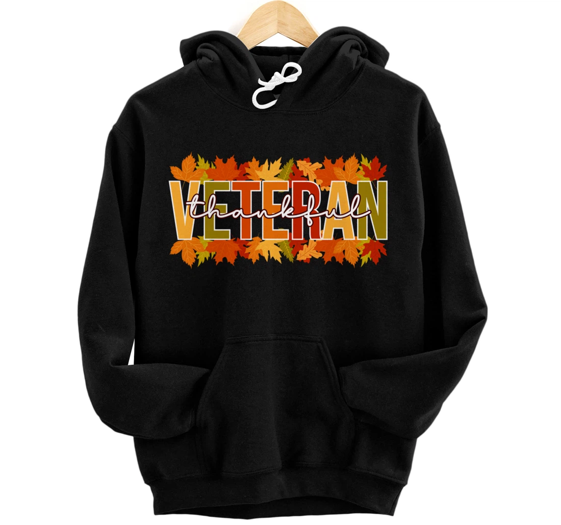 Personalized Thankful Veteran Retro Thanksgiving Fall Veteran Pullover Hoodie