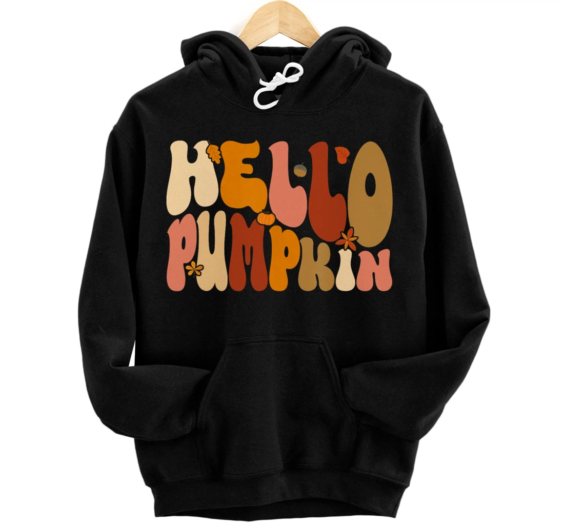 Personalized Groovy Hello Pumpkin Patch Autumn Fall Vibes Thanksgiving Pullover Hoodie