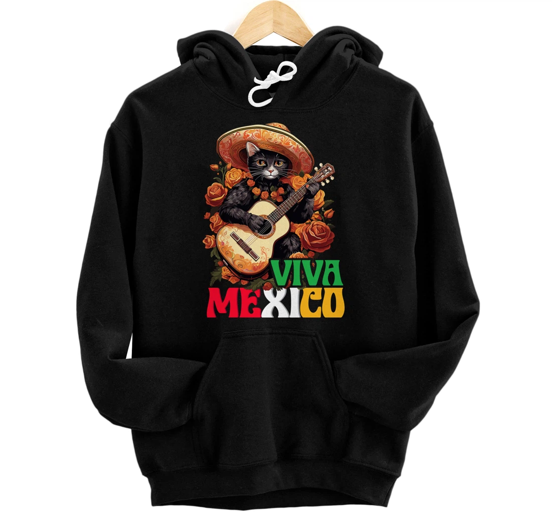 Personalized Mexican Independence Viva Mexico Maracas Cat Guitar Pullover Hoodie