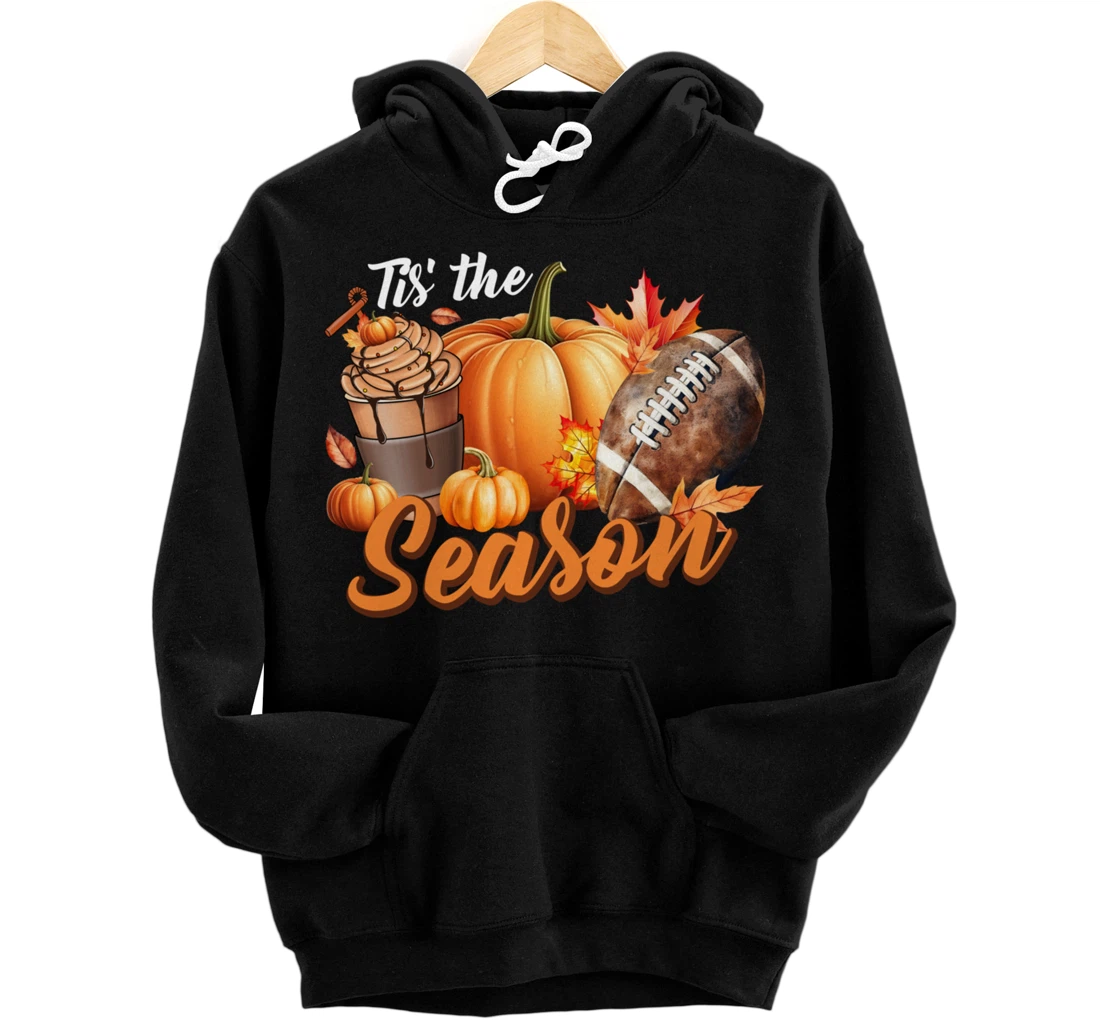 Personalized Pumpkin Spice Football Tis The Season Fall Thanksgiving Fun Pullover Hoodie