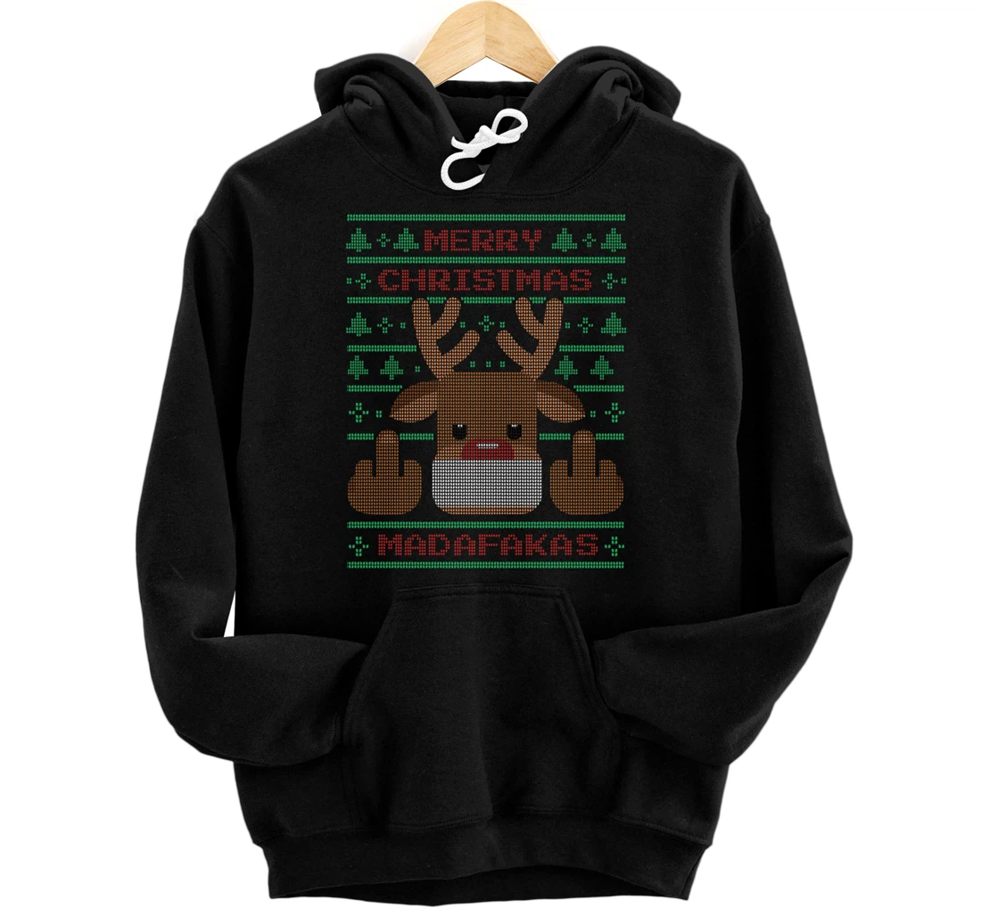 Personalized Merry Christmas Madafakas Christmas Ugly Sweater with Elk Pullover Hoodie