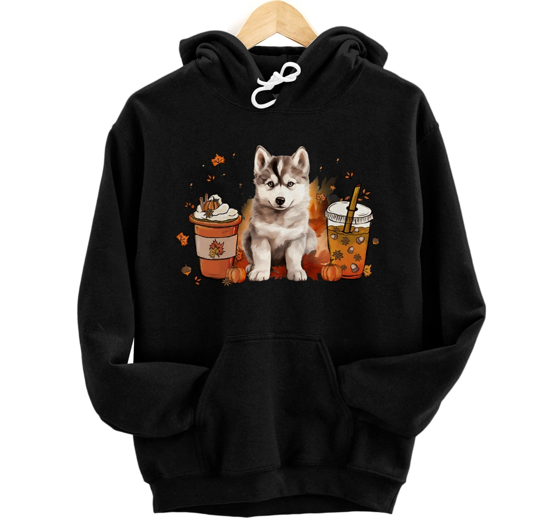 Personalized Husky Sibir Coffee Warm Cozy Fall Autumn Vibes Thanksgiving Pullover Hoodie