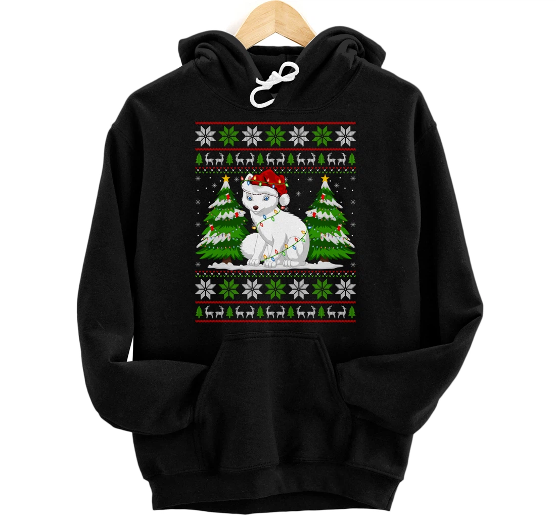 Personalized Arctic Fox Christmas Lights Xmas Ugly Sweater Christmas Pullover Hoodie