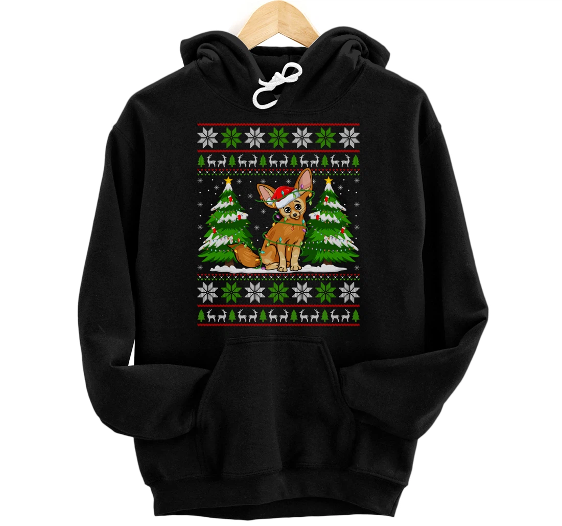 Personalized Fennec Fox Christmas Lights Xmas Ugly Sweater Fox Christmas Pullover Hoodie