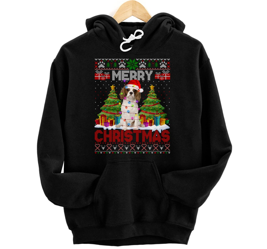 Personalized Christmas Santa Light Cavalier King Dog Family Ugly Sweater Pullover Hoodie