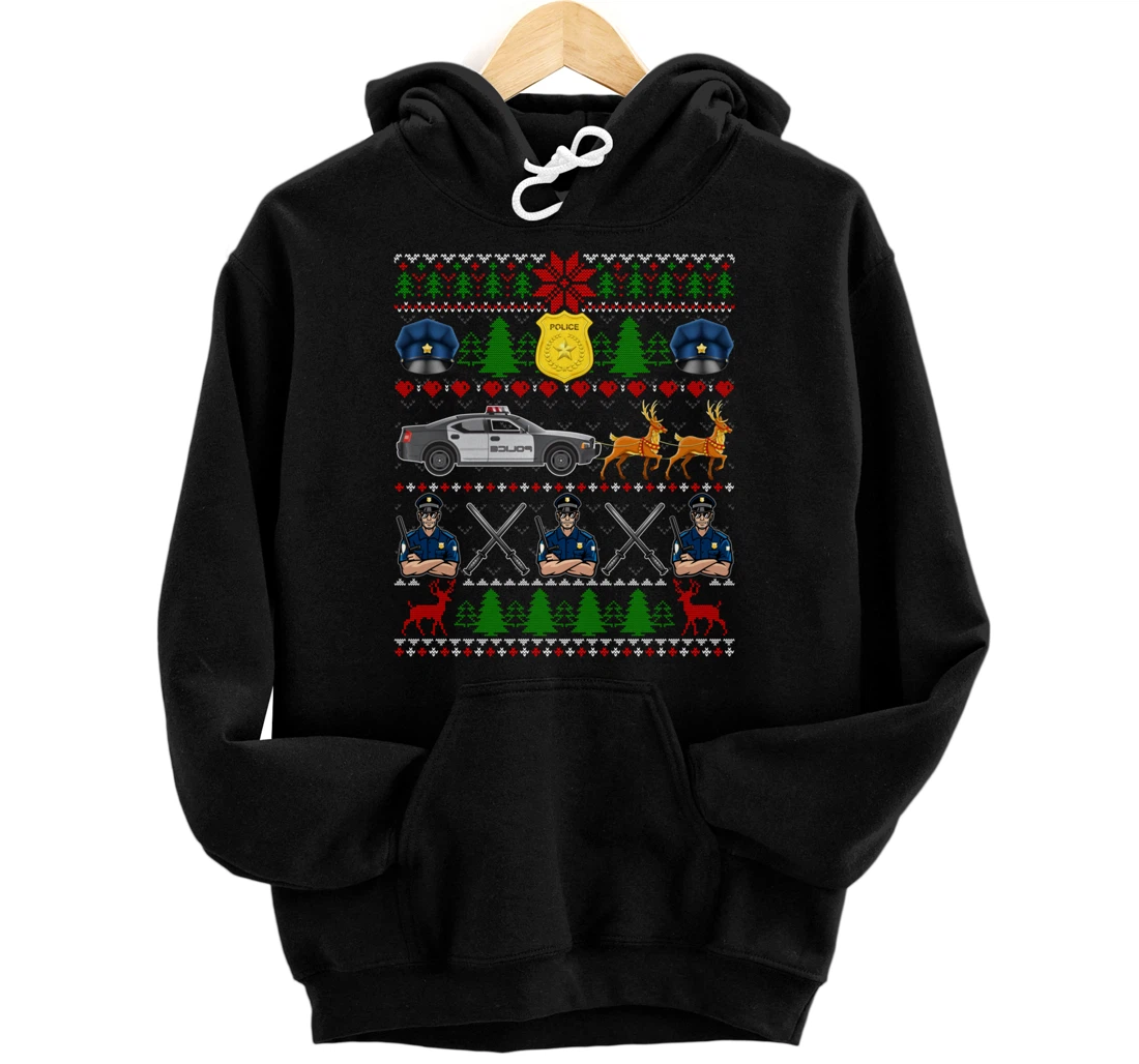 Personalized Merry Christmas Police Lover Car Ugly Sweater Pajamas Pullover Hoodie