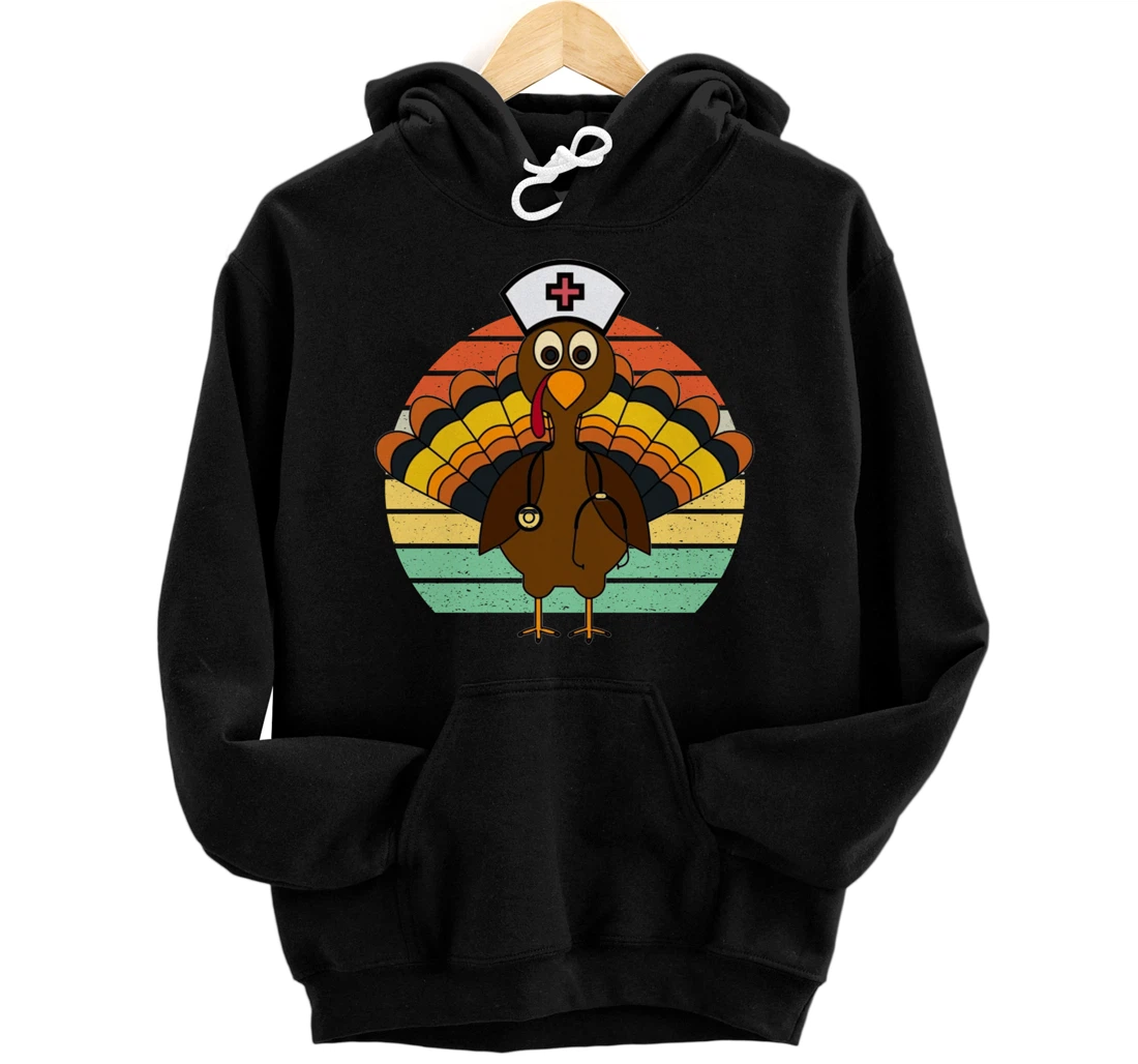 Personalized Vintage Nurse NICU Turkey Thanksgiving Fall Nurse Day Pullover Hoodie