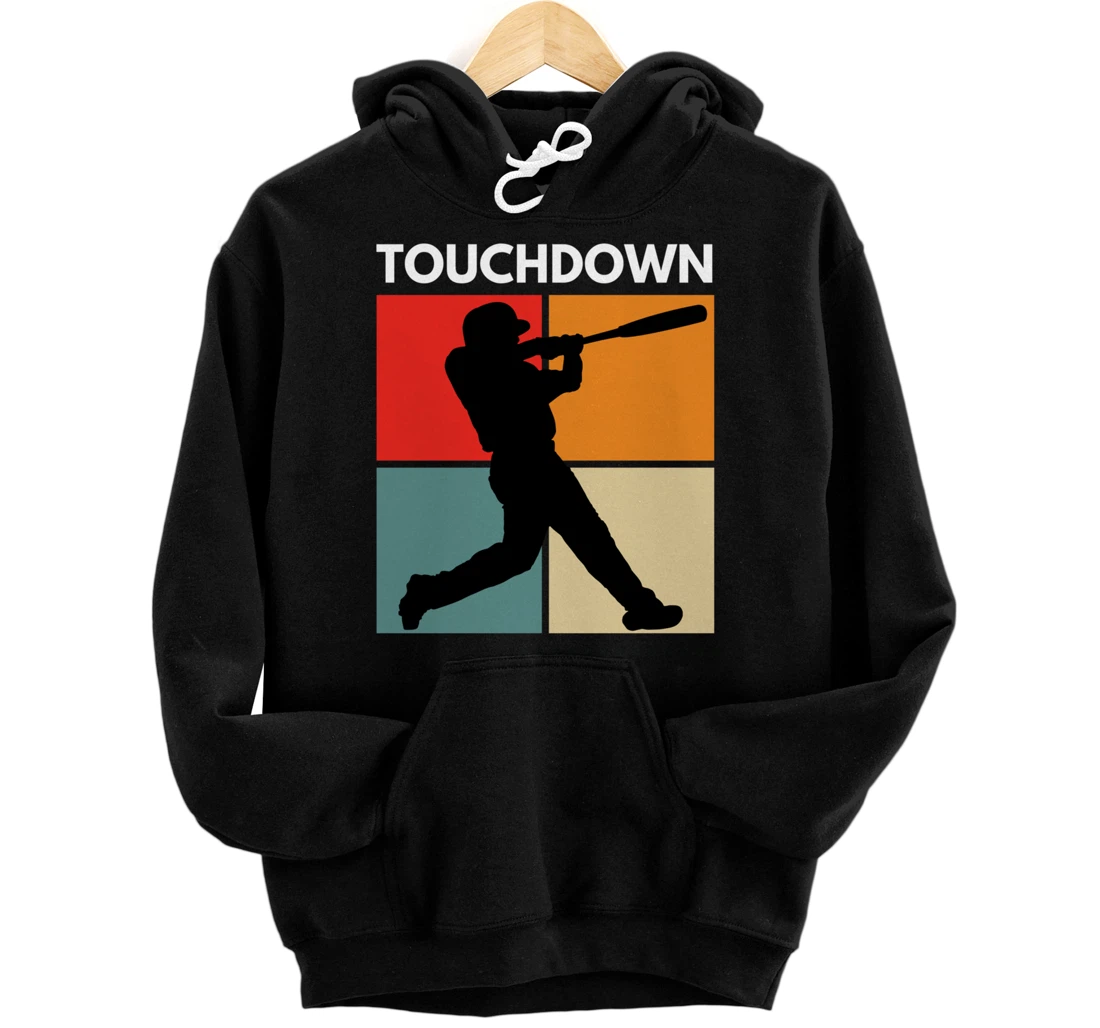 Personalized Touchdown Baseball Player Funny Sports Retro Apparel Pullover Hoodie