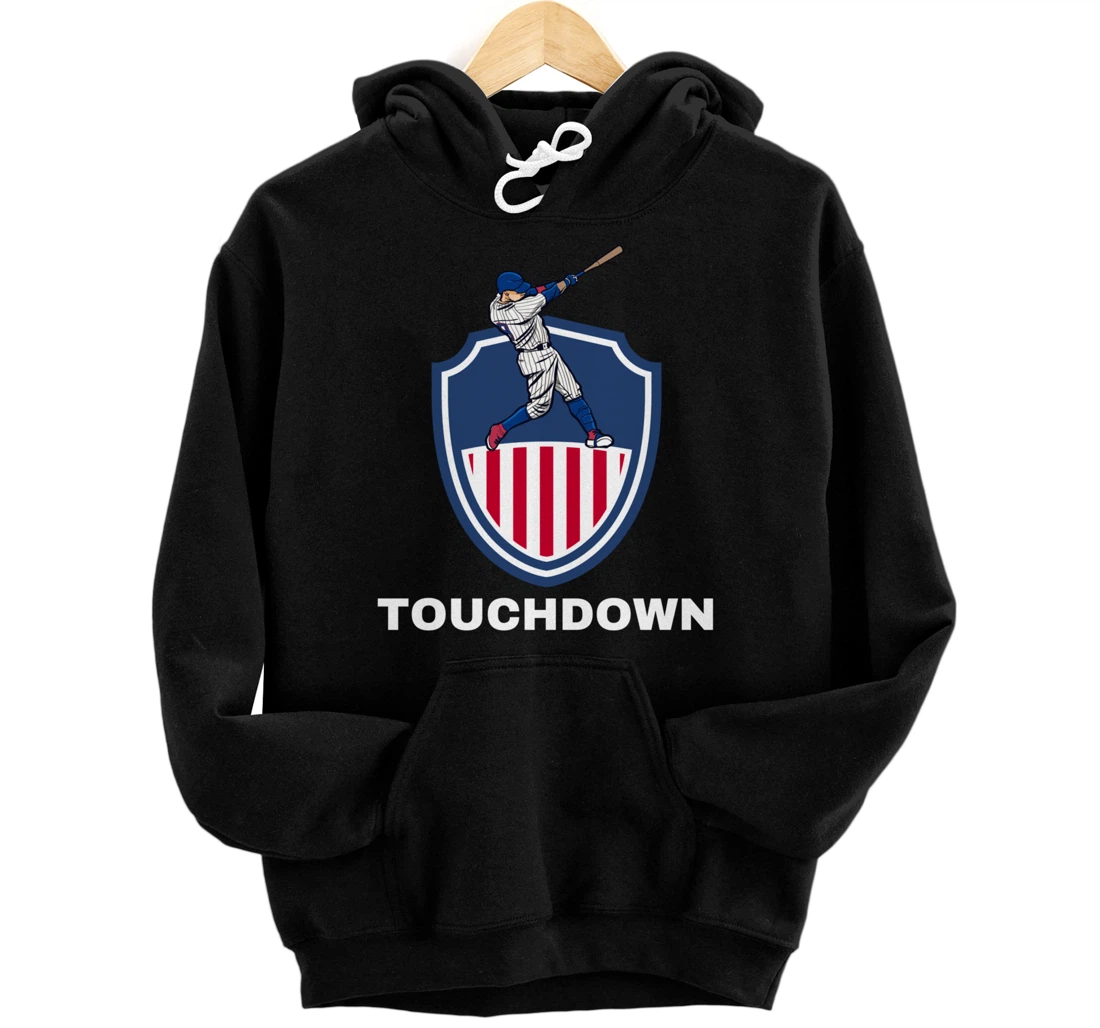 Personalized Touchdown Baseball Player Funny Sports Retro Apparel Pullover Hoodie