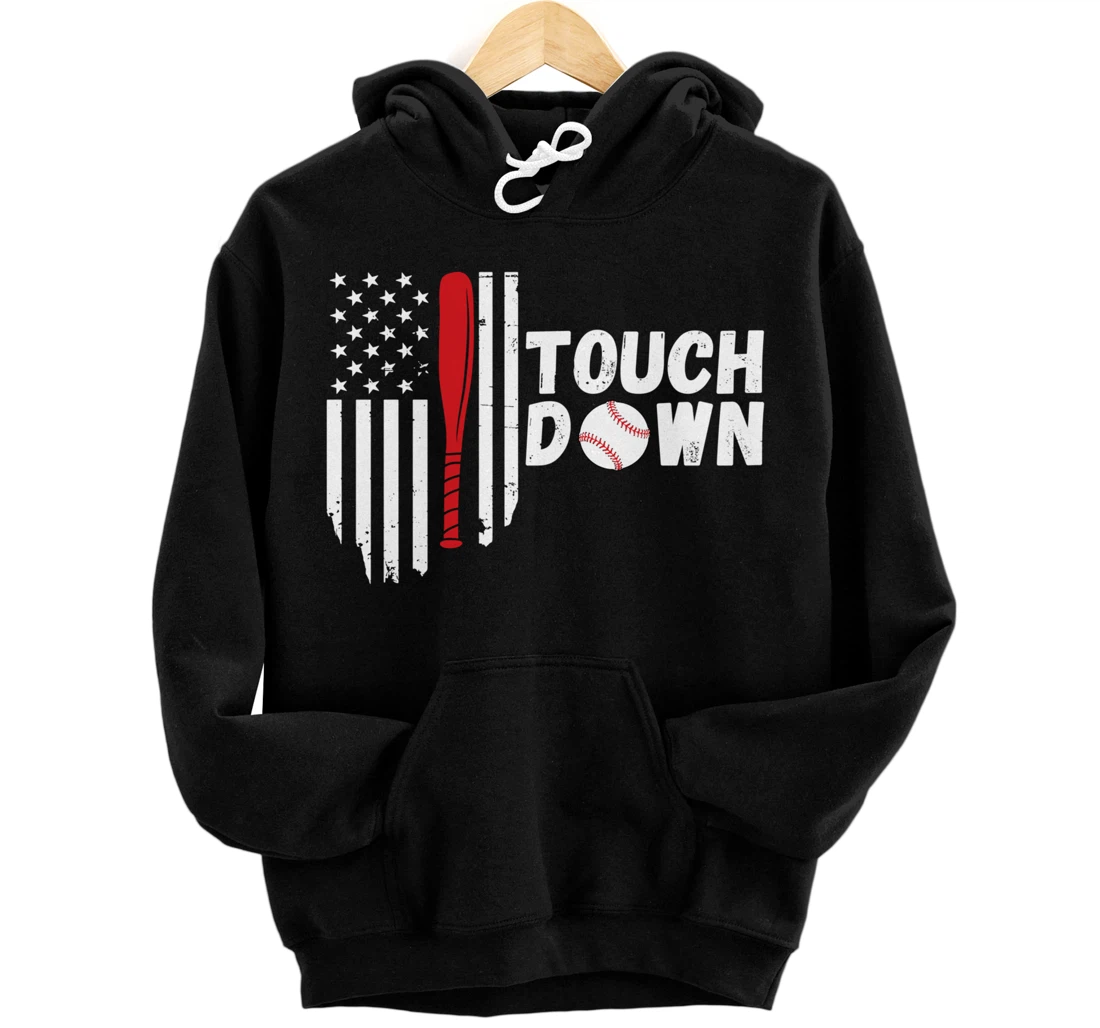 Personalized Touchdown Baseball Player Funny Sports Retro Apparel Pullover Hoodie