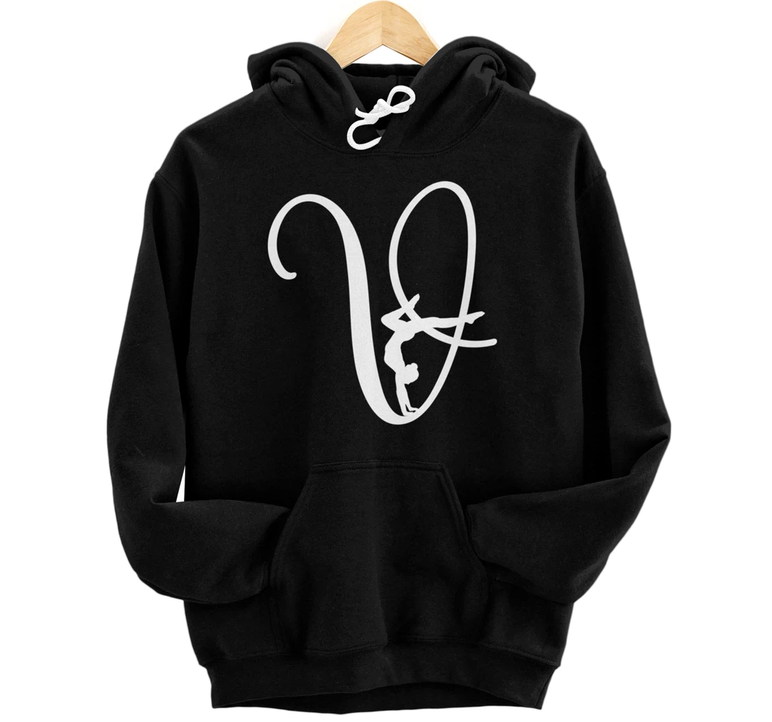 Personalized Initial Letter V Monogram Rhythmic Gymnastics Gymnast Pullover Hoodie