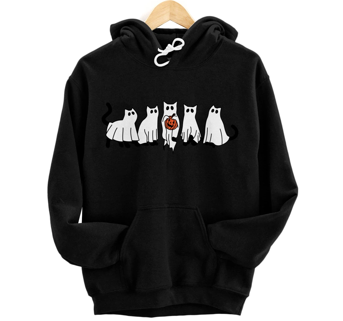 Personalized Halloween Cat - Cute Spooky Ghost Cats Halloween Kitty Pullover Hoodie