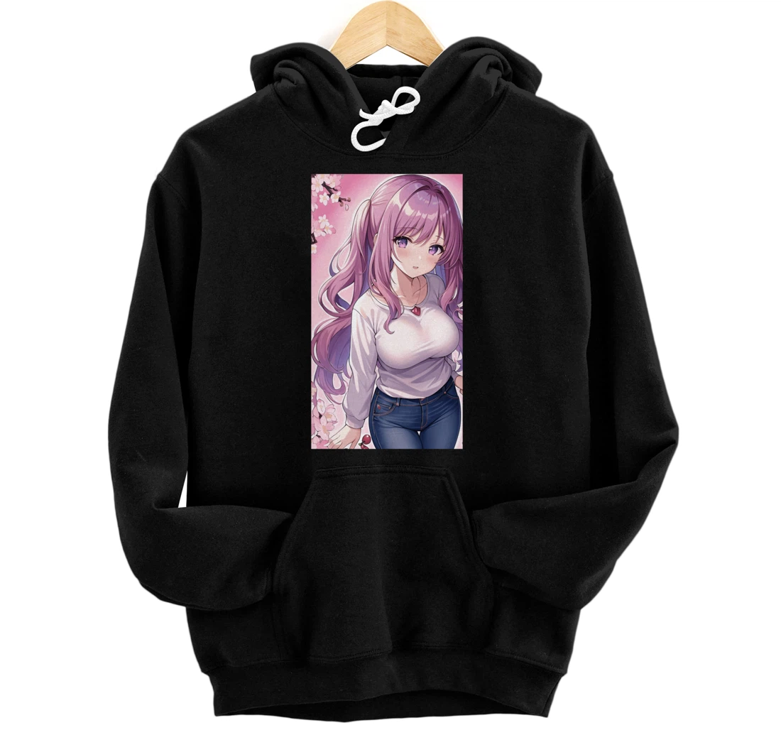 Personalized Japanese Pink Anime Girl Pastel Menhera Kawaii Aesthetic Pullover Hoodie