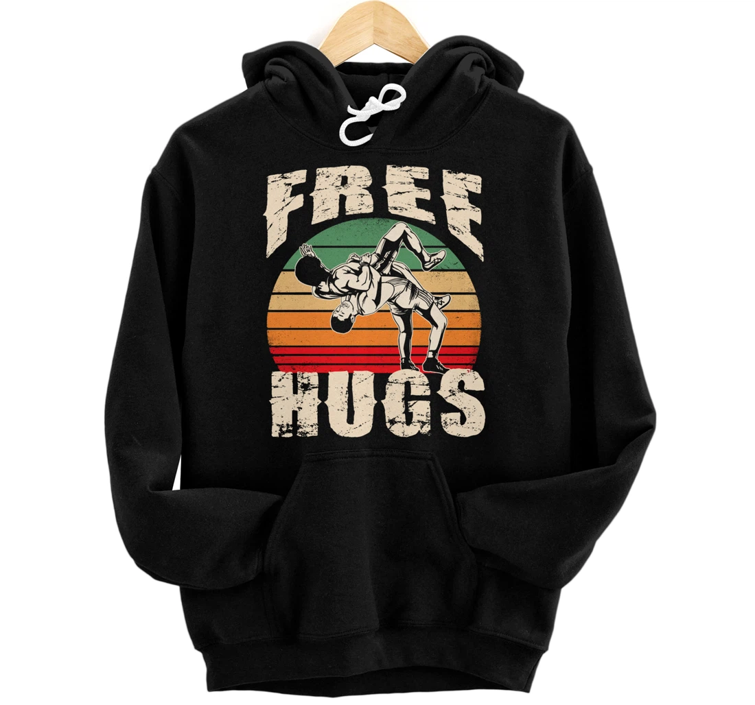 Personalized Wrestling Shirts - Funny Free Hugs Wrestling Pullover Hoodie