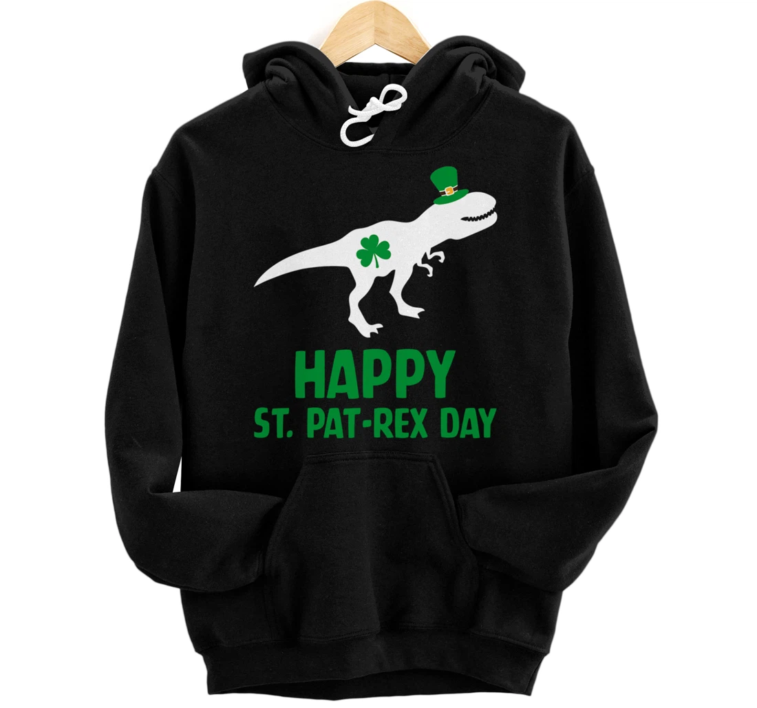 Personalized Happy St. Pat-Rex Day Tee St. Patrick`s Day Dinosaur Pullover Hoodie