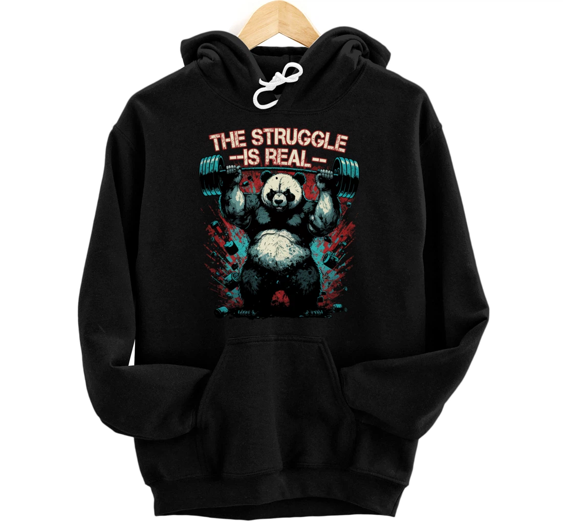 Personalized Panda Deadlift Gym Bodybuilding The Struggle Is Real Pullover Hoodie