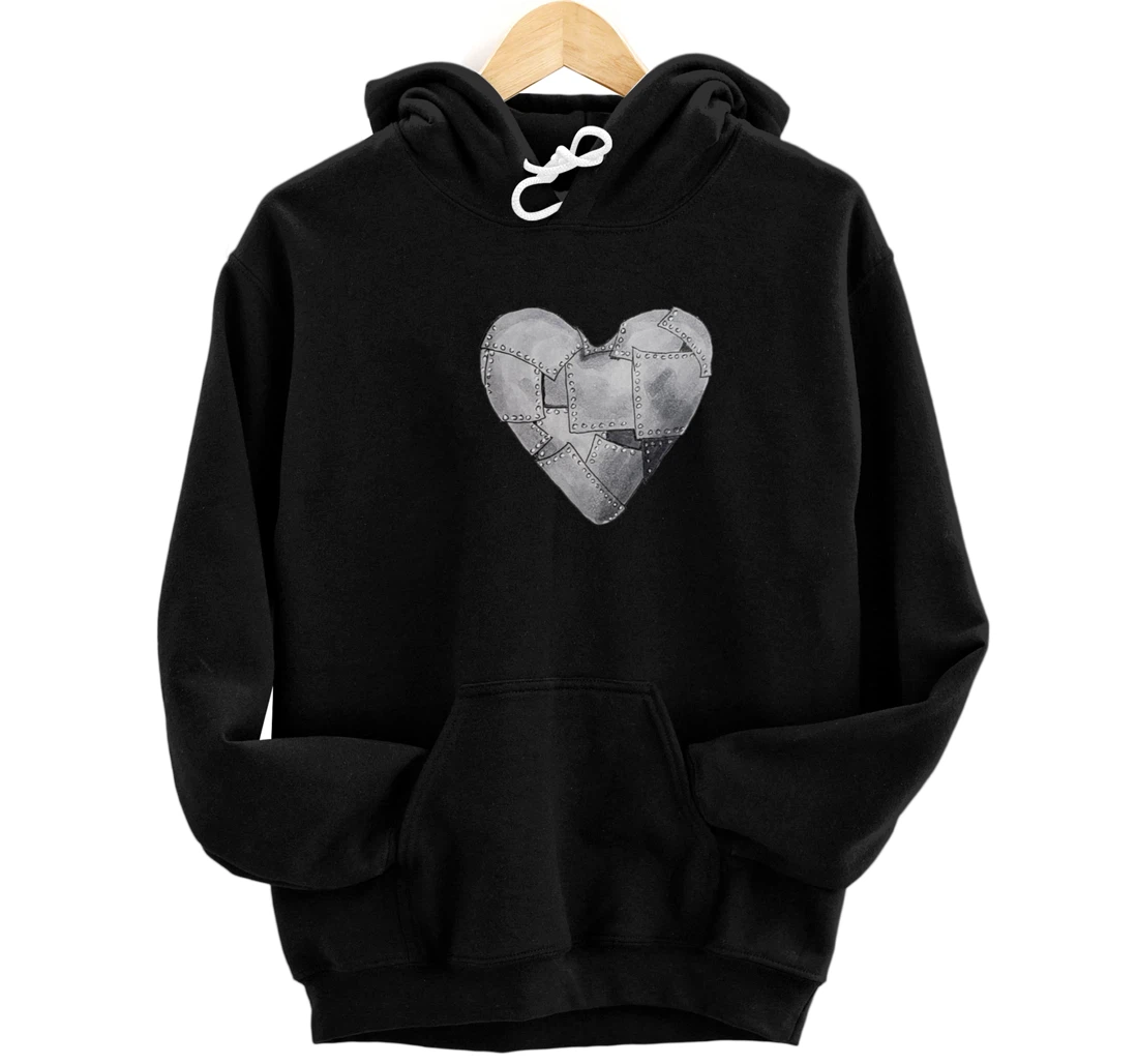 Personalized Iron and Steel Heart over Heart Pullover Hoodie