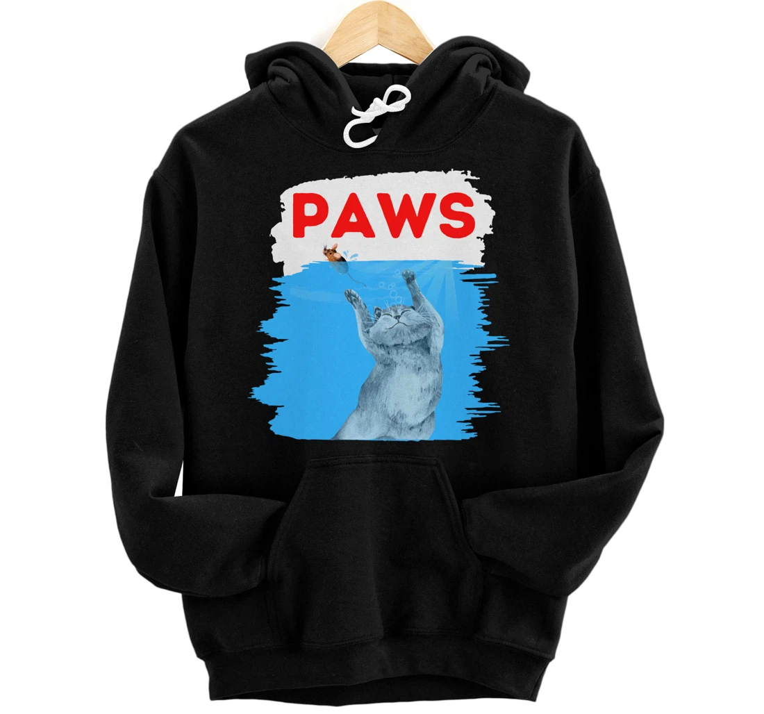 Personalized Paws Cat and Mouse Top, Cute Funny Cat Lover Parody Pullover Hoodie