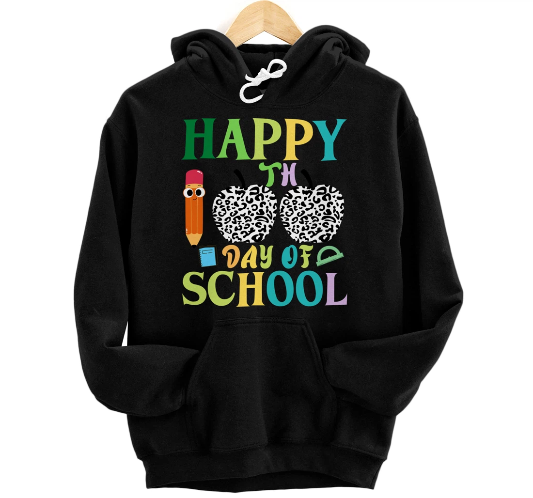 Personalized 100th Day of School Teacher Student Leopard 100 Days Smarter Pullover Hoodie