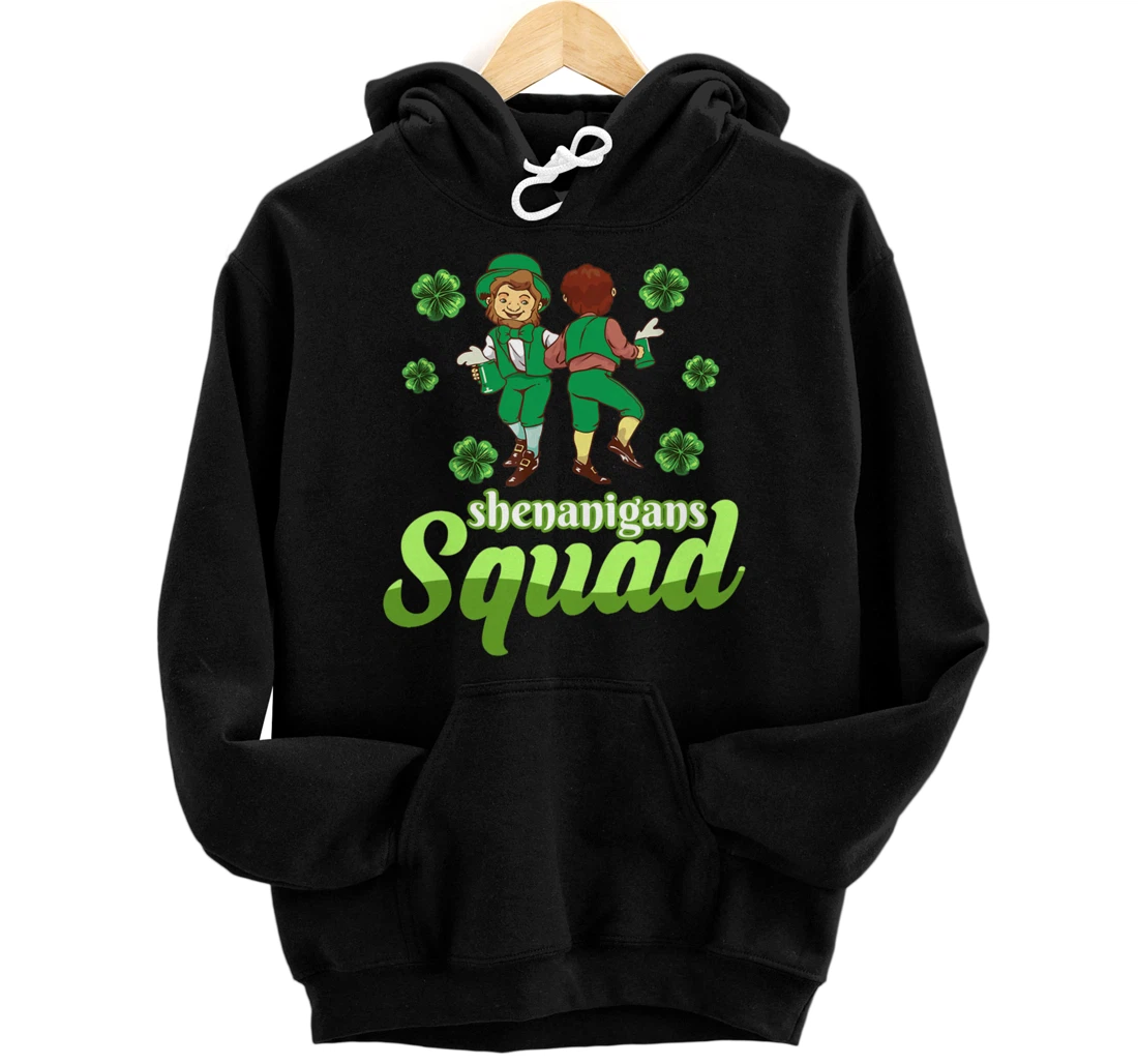 Personalized Saint Pattys Day St Patrick’s Day Shamrock Shenanigans Squad Pullover Hoodie