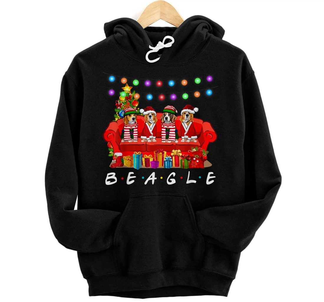 Personalized Beagle Dog Lights Christmas Matching Family Pullover Hoodie