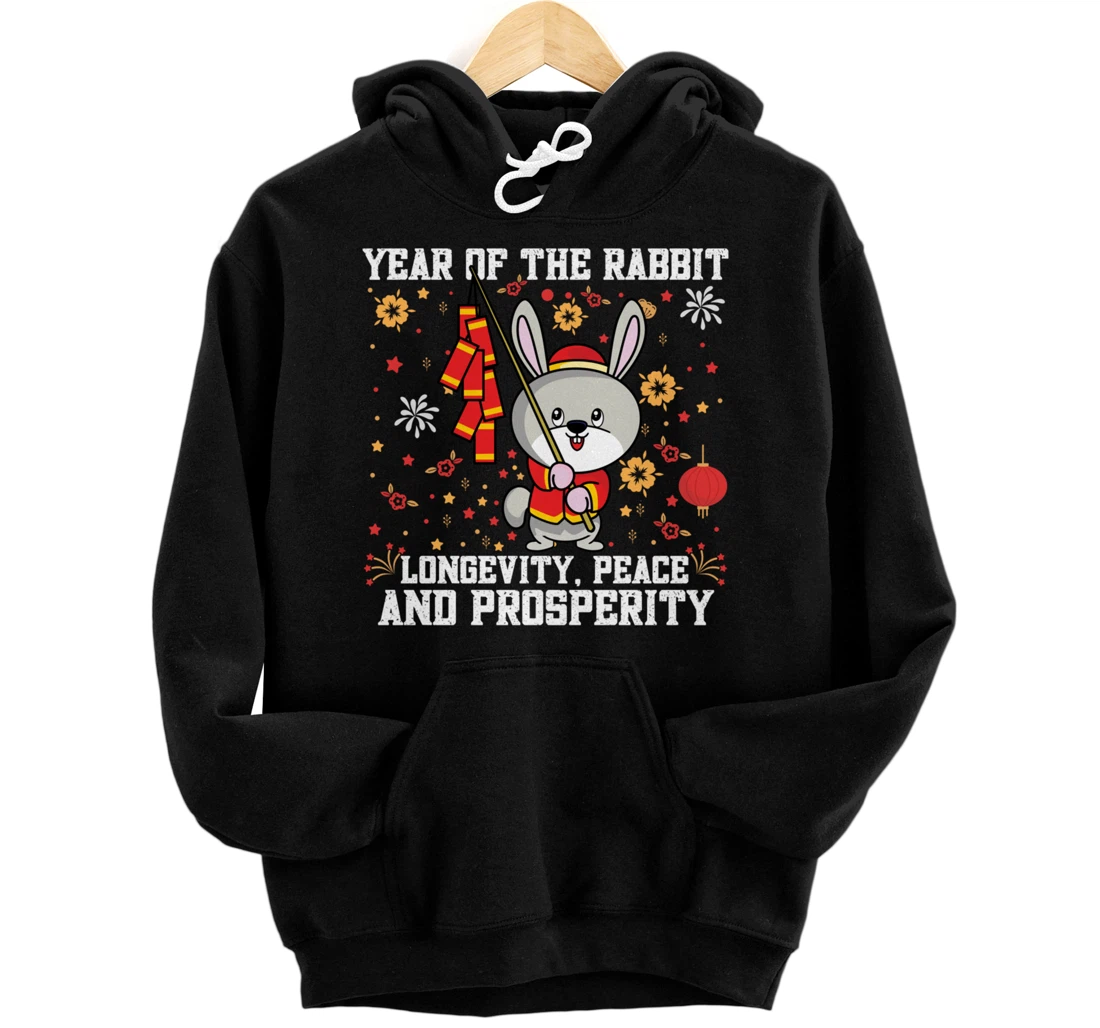 Personalized Rabbit Chinese New Year 2023 Longevity, peace and prosperity Pullover Hoodie