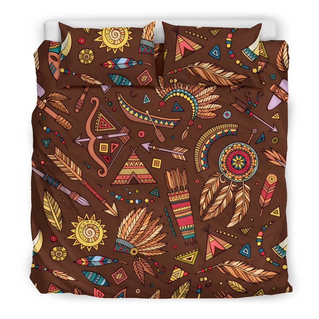 Dream Catcher Native American Boho Feather Duvet Cover Bedding Set - Bedding Set, Duvet Cover, Quilt, Pillow, Blanket