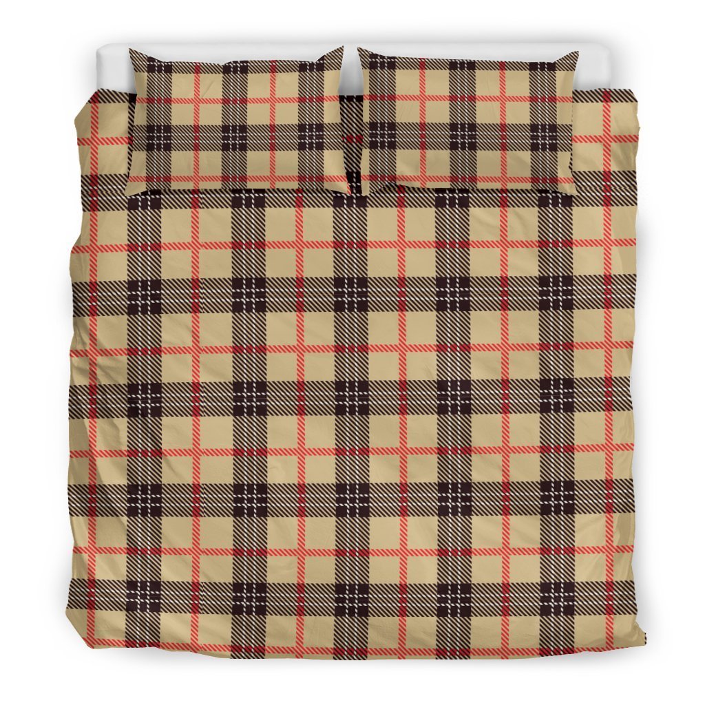 Tartan Scottish Beige Plaids Duvet Cover Bedding Set - Bedding Set, Duvet Cover, Quilt, Pillow, Blanket