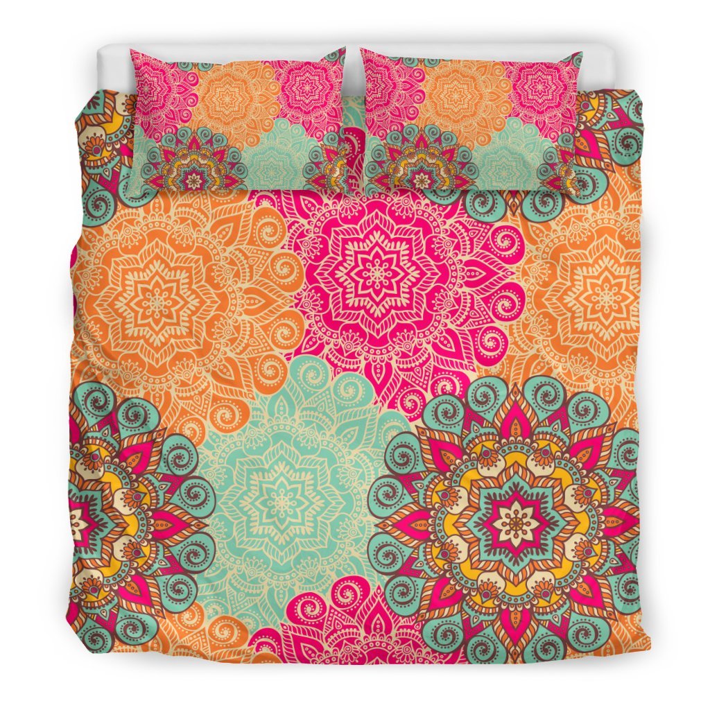 Mandala Bohemian Boho Pattern Print Duvet Cover Bedding Set - Bedding Set, Duvet Cover, Quilt, Pillow, Blanket