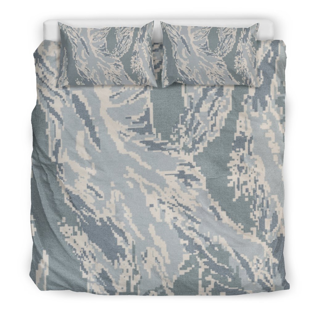 Air Force Military Camouflage White Snow Camo Pattern Print Duvet Cover Bedding Set - Bedding Set, Duvet Cover, Quilt, Pillow, Blanket