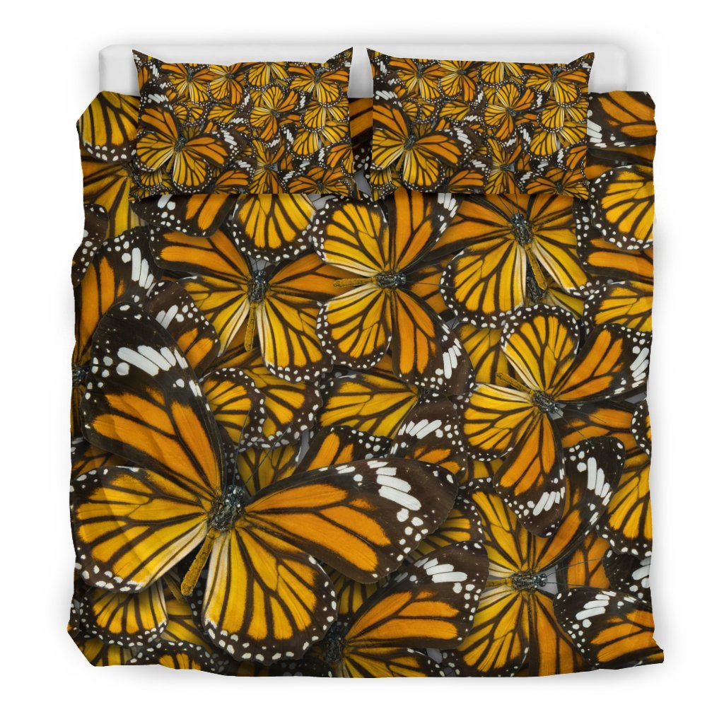 Monarch Butterfly Pattern Print Duvet Cover Bedding Set - Bedding Set, Duvet Cover, Quilt, Pillow, Blanket