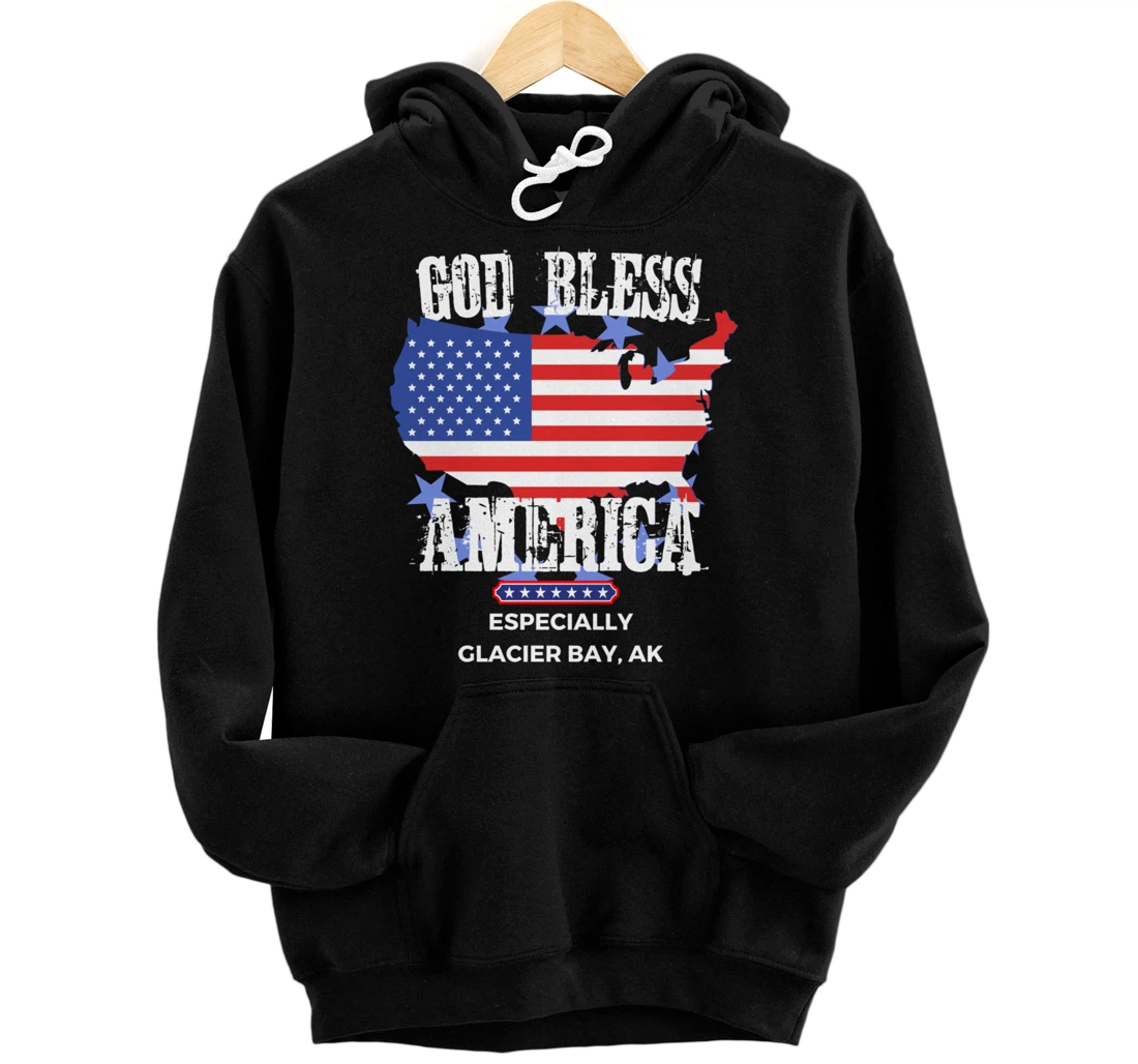 Personalized God Bless America Especially Glacier-Bay AK US State Design Pullover Hoodie