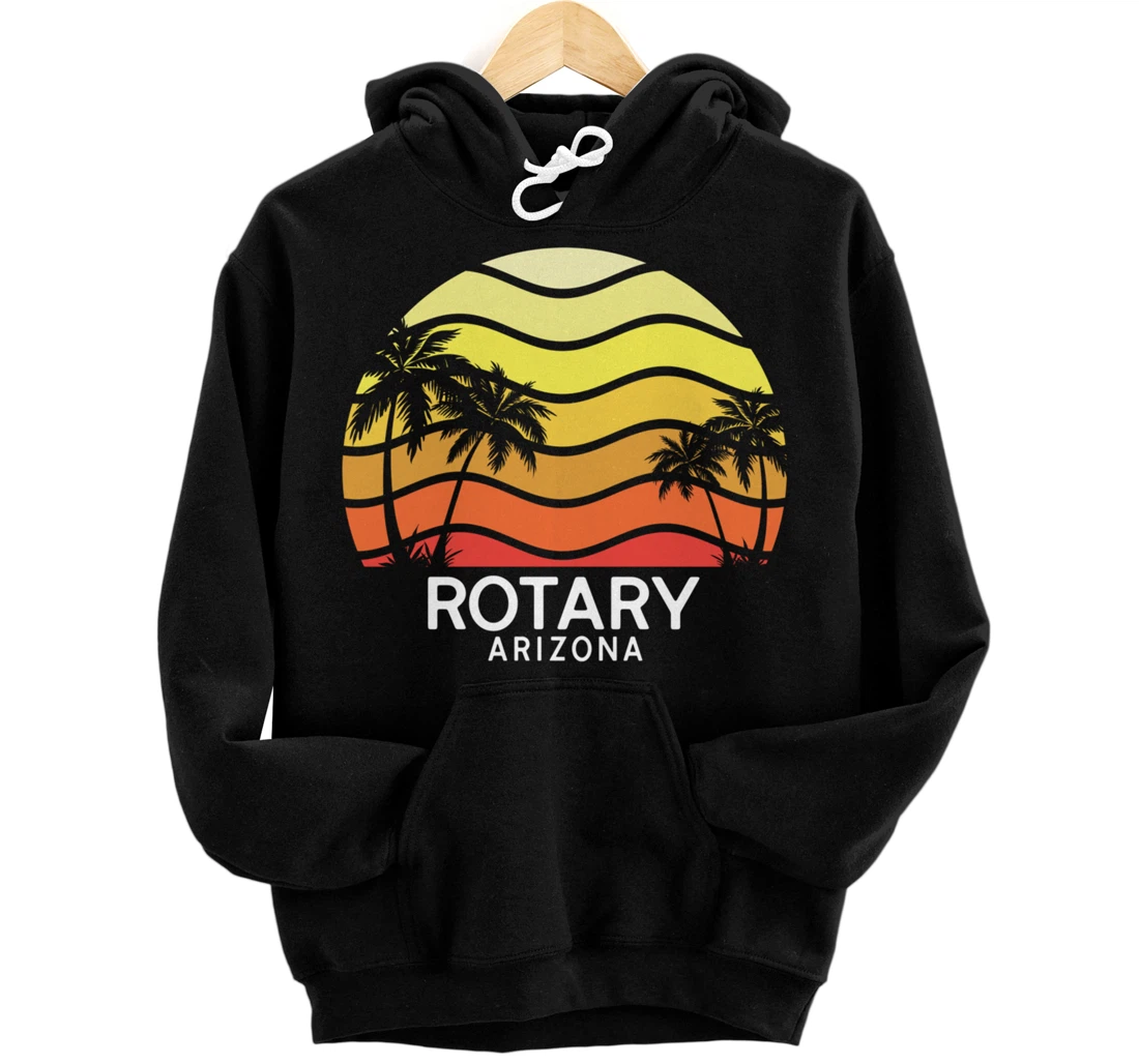 Personalized Retro Rotary Surf Beach Vintage Palm Venice 70s Pullover Hoodie