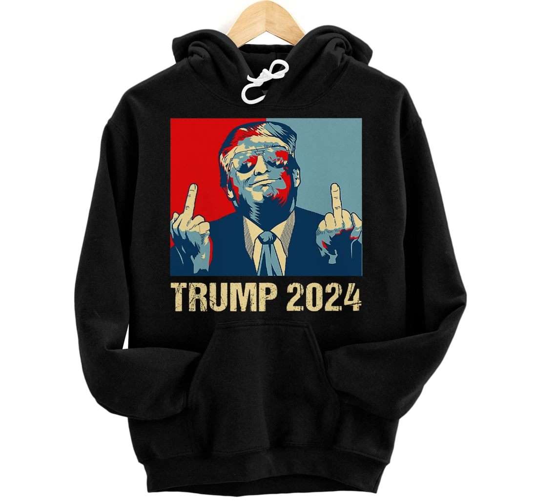 Personalized Vintage Trump 2024 Middle Finger I'll Be Back Election 2024 Pullover Hoodie