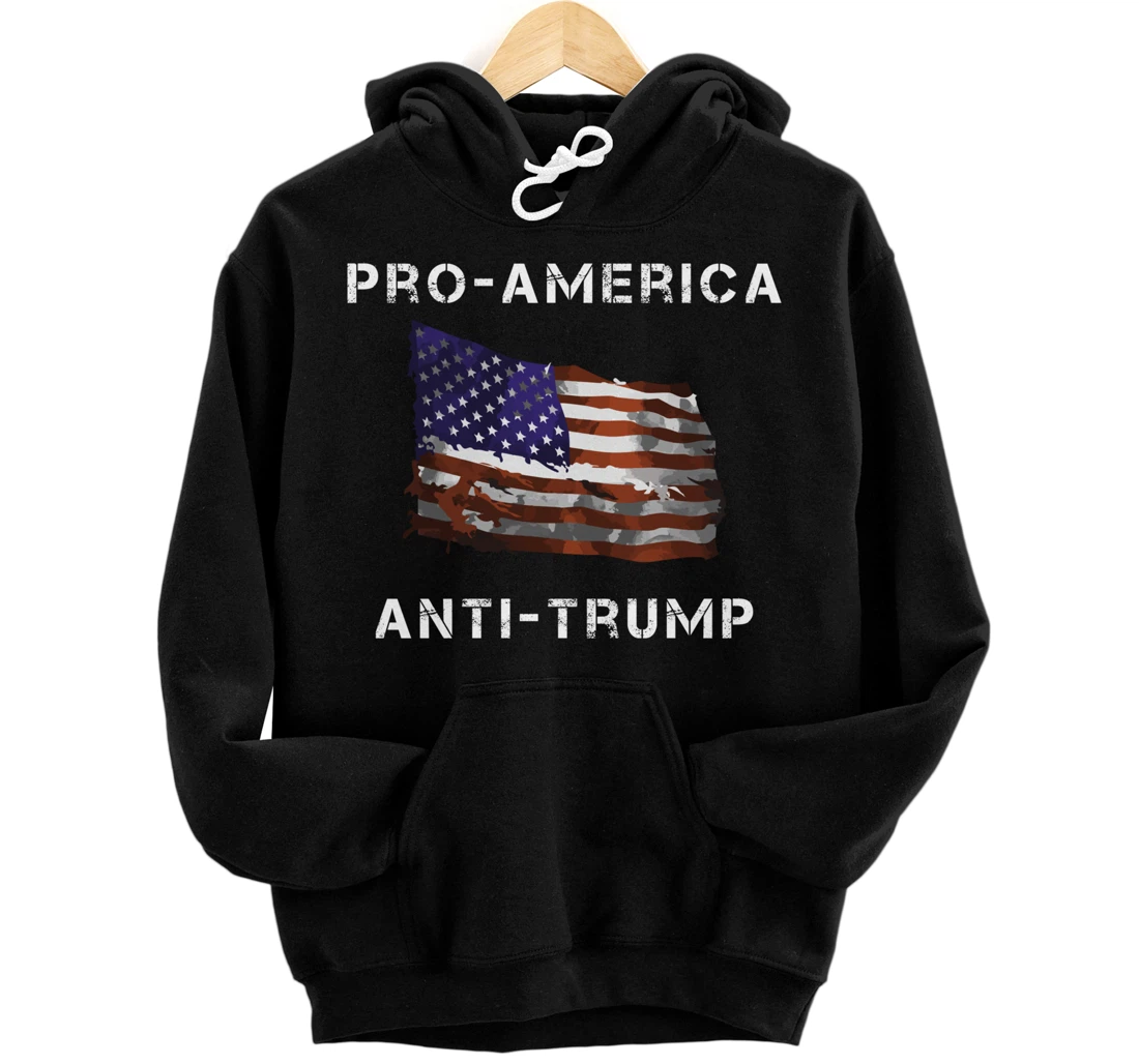 Personalized Pro-America Anti-Trump American USA Flag Pullover Hoodie