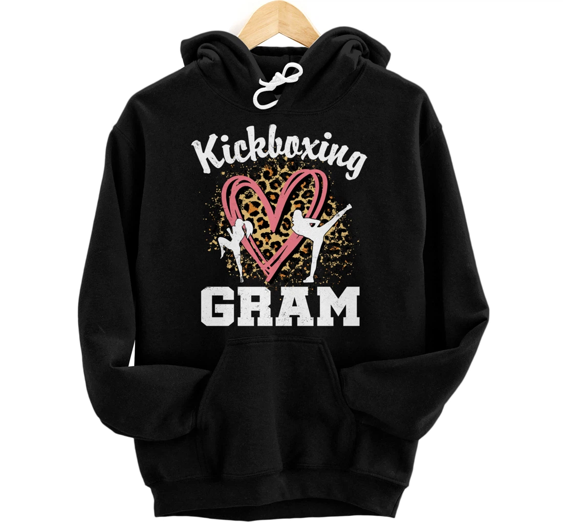 Personalized Kickboxing Gram Leopard Heart Grandma Pullover Hoodie