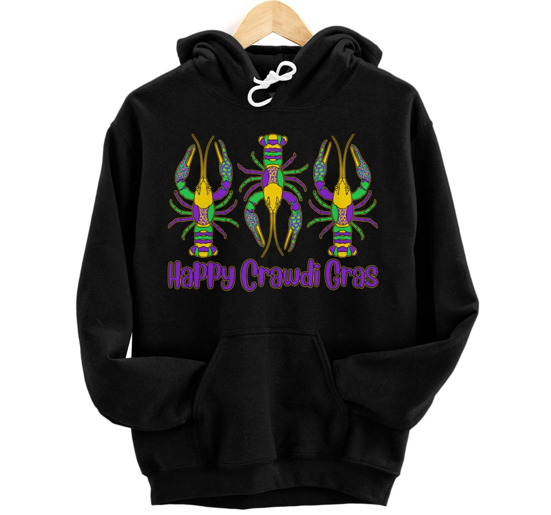 Personalized Happy Crawdi Gras Funny Mardi Gras Crawfish Carnival Pullover Hoodie