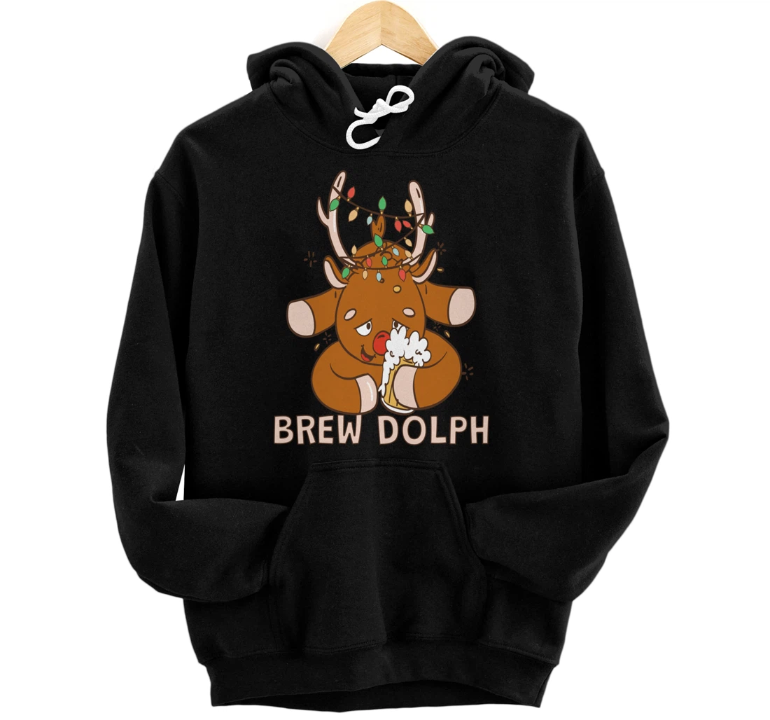 Personalized Funny Beer Brew Reindeer Pullover Hoodie