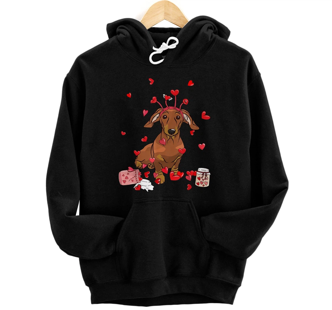 Personalized Dog Valentine Funny Dog Heart Couple Loves Valentine's Day Pullover Hoodie