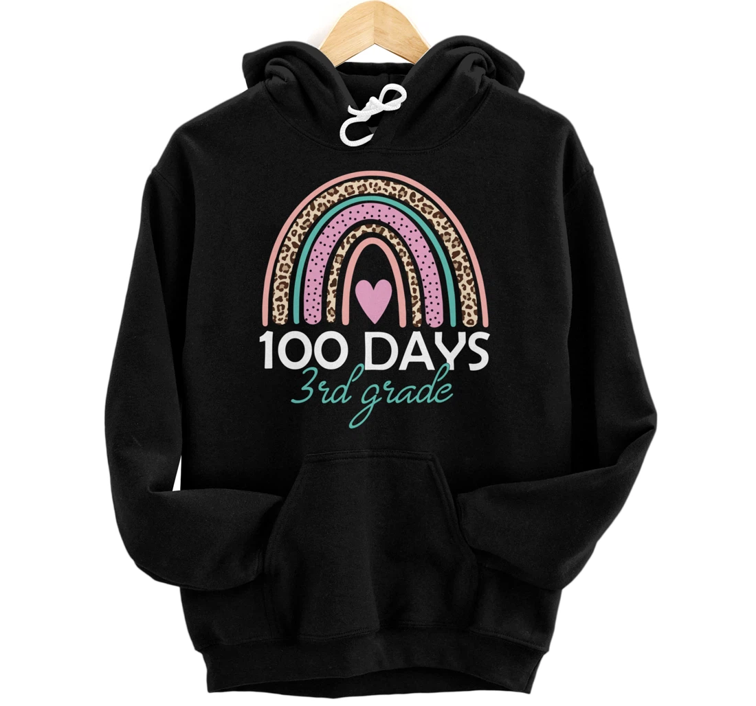 Personalized 100th day of School Teacher 100 Days Of 3rd Grade Rainbow Pullover Hoodie